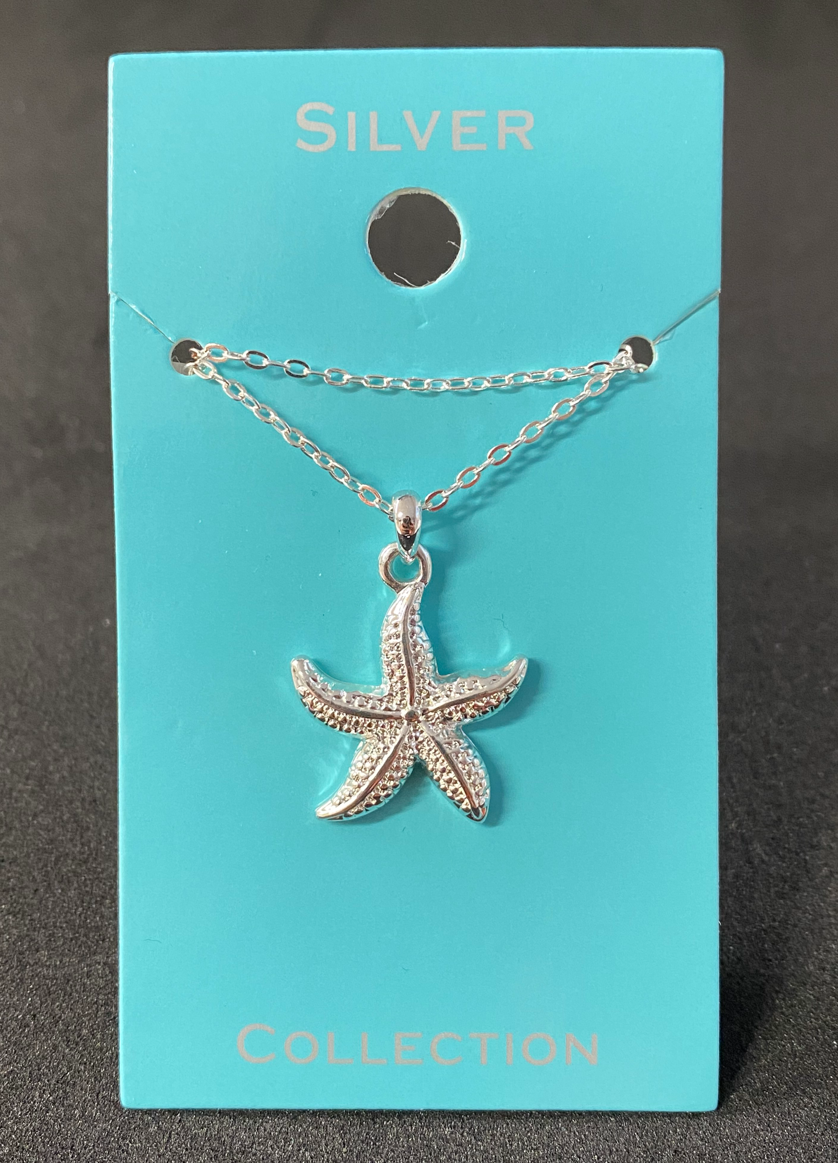 Sterling silver starfish necklace - star fish slide pendant