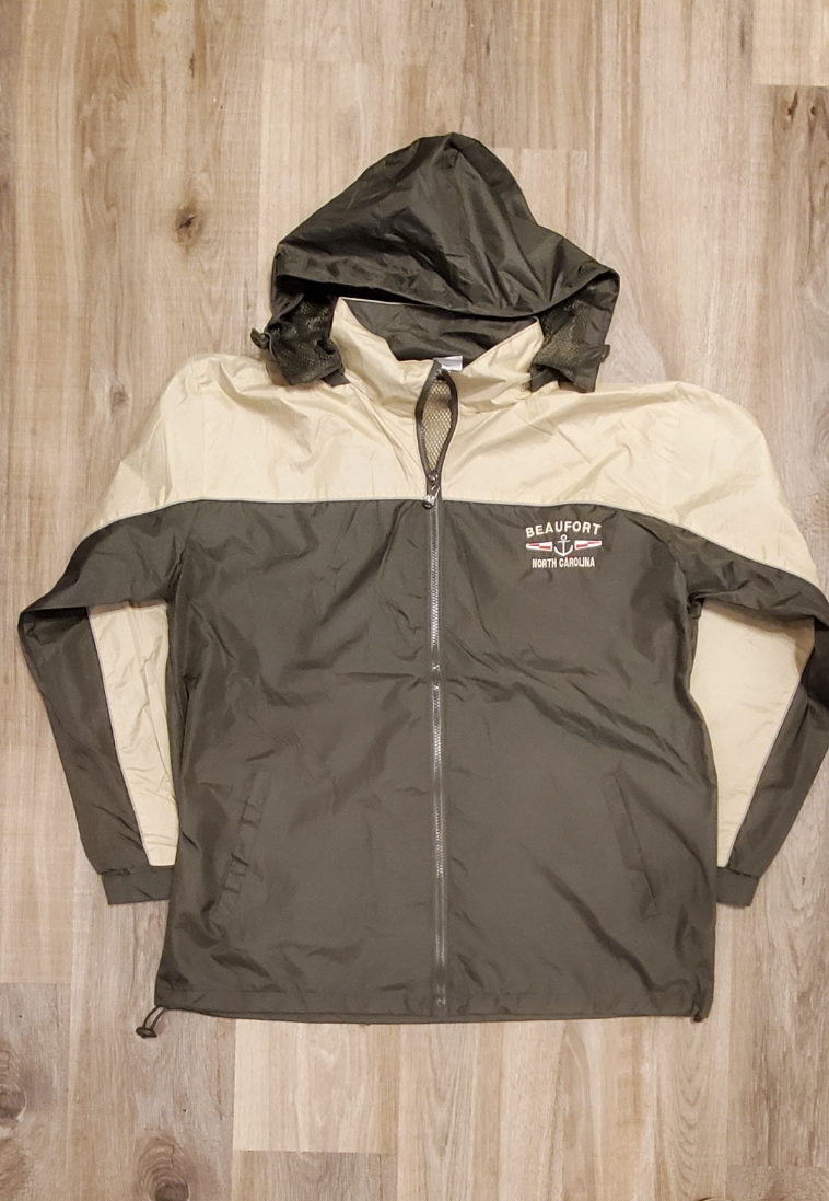 Olive and Khaki Beaufort Hooded Rain Jacket